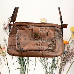 b.o.c. Crossbody leather world print
